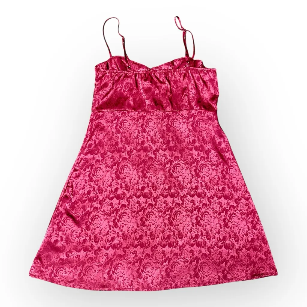 Princess Polly Diva Mini Dress Deep Red Floral Jacquard Size Small 6 - Excellent - Image 3