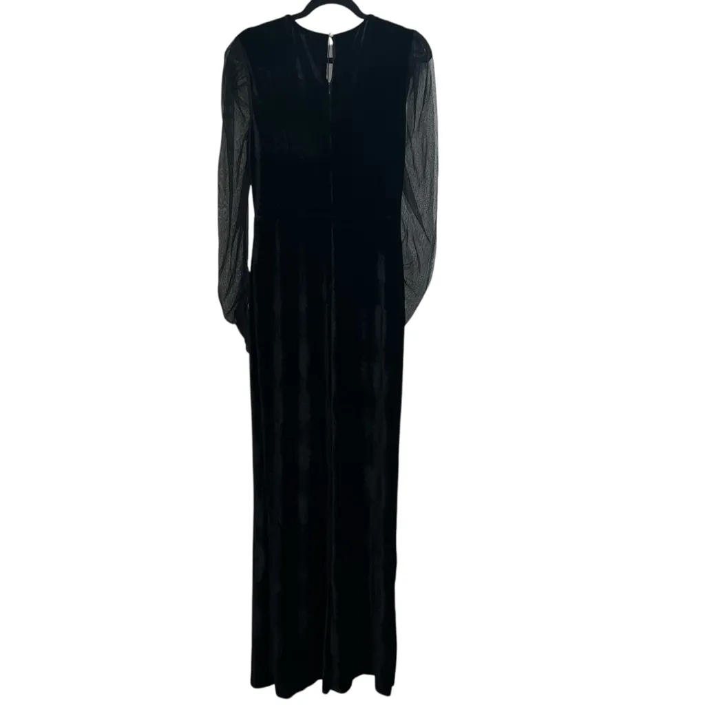 NEW NWT Majorelle Maya Sheer Long Sleeve Velvet Gown In Black - Image 8