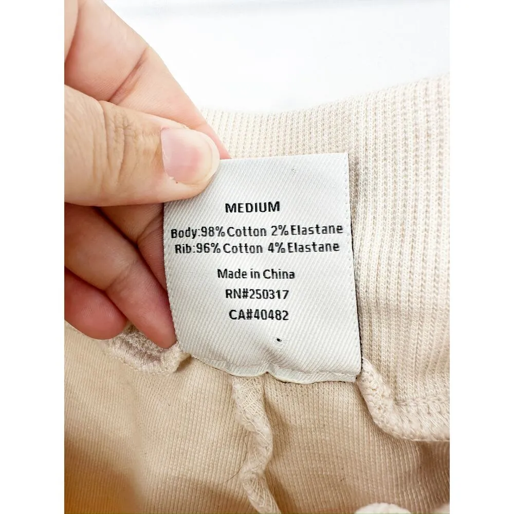 Varley Relaxed Cream Tapered Lounge Jogger Sweatpants Size Medium - Image 3