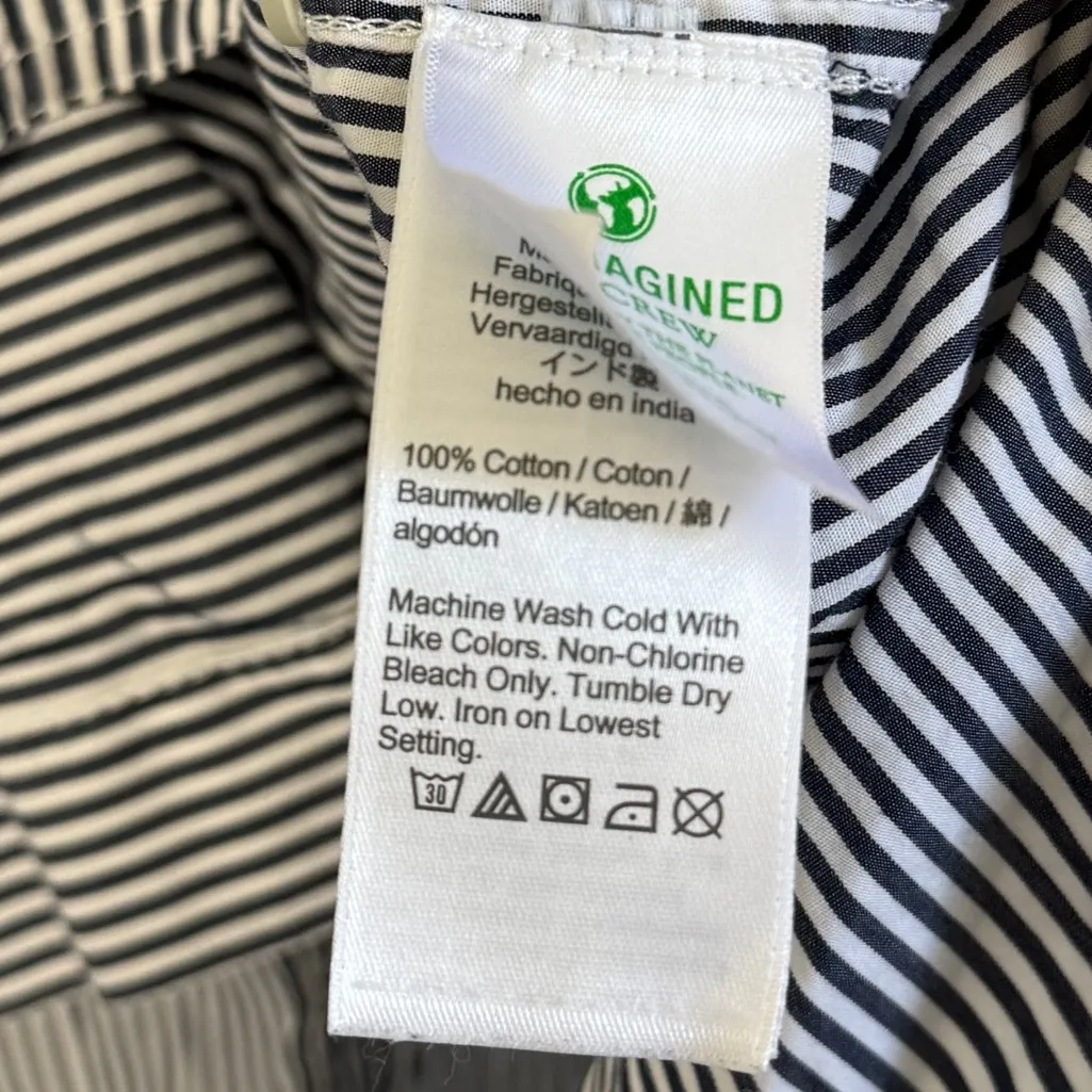 J. CREW Classic Fit Washed Cotton Poplin Striped Shirt Size Small Oversized - Image 9