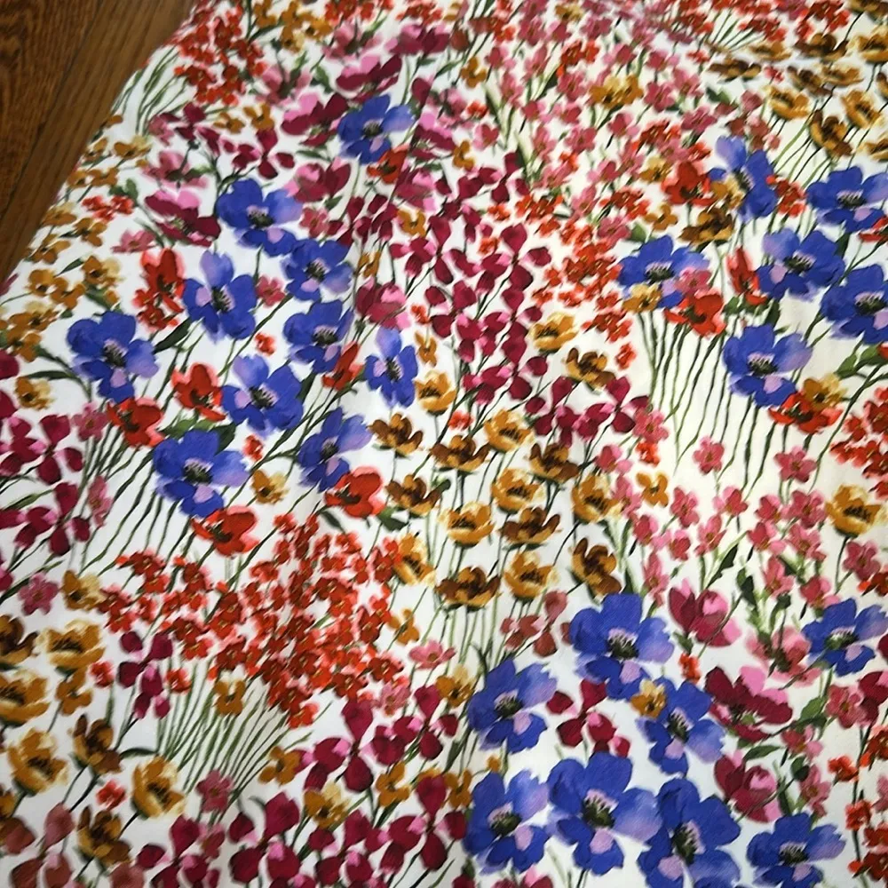 HOBBS London fiona floral shift a line spring dress midi lined multi color 8 Blue - Image 4