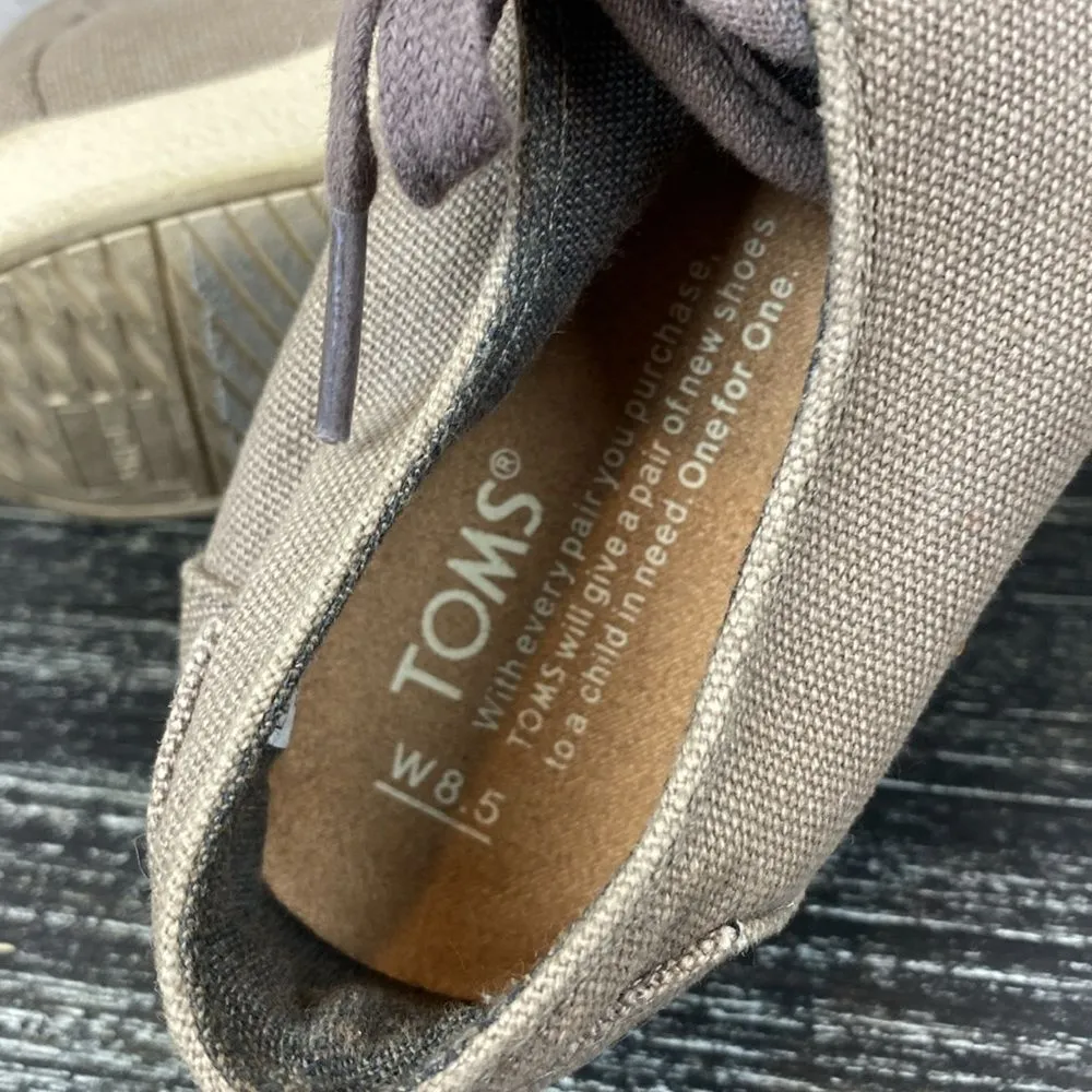 Toms Tan Canvas Fashion Lace Up Sneakers 8.5 - Image 6