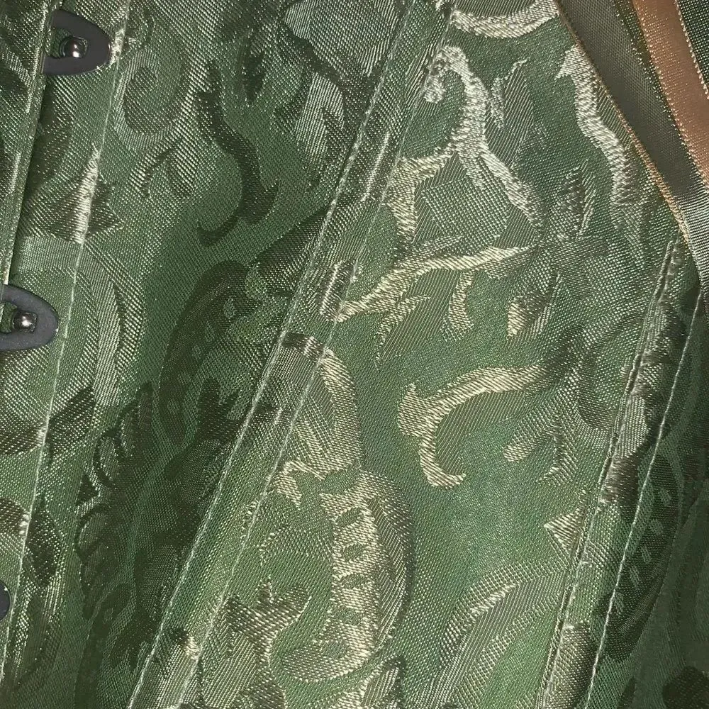 Green and Gold Corset with Adjustable Ribbon - Image 2