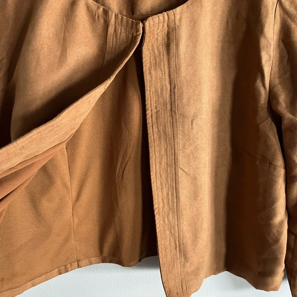 VINTAGE brown faux suede western cottagecore cropped jacket 70s chic Revival Size M - Image 8