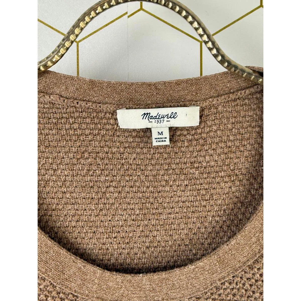 Madewell Cognac Feature Asymmetrical Cross-Cross Front Sweater - Size - Medium - Image 3