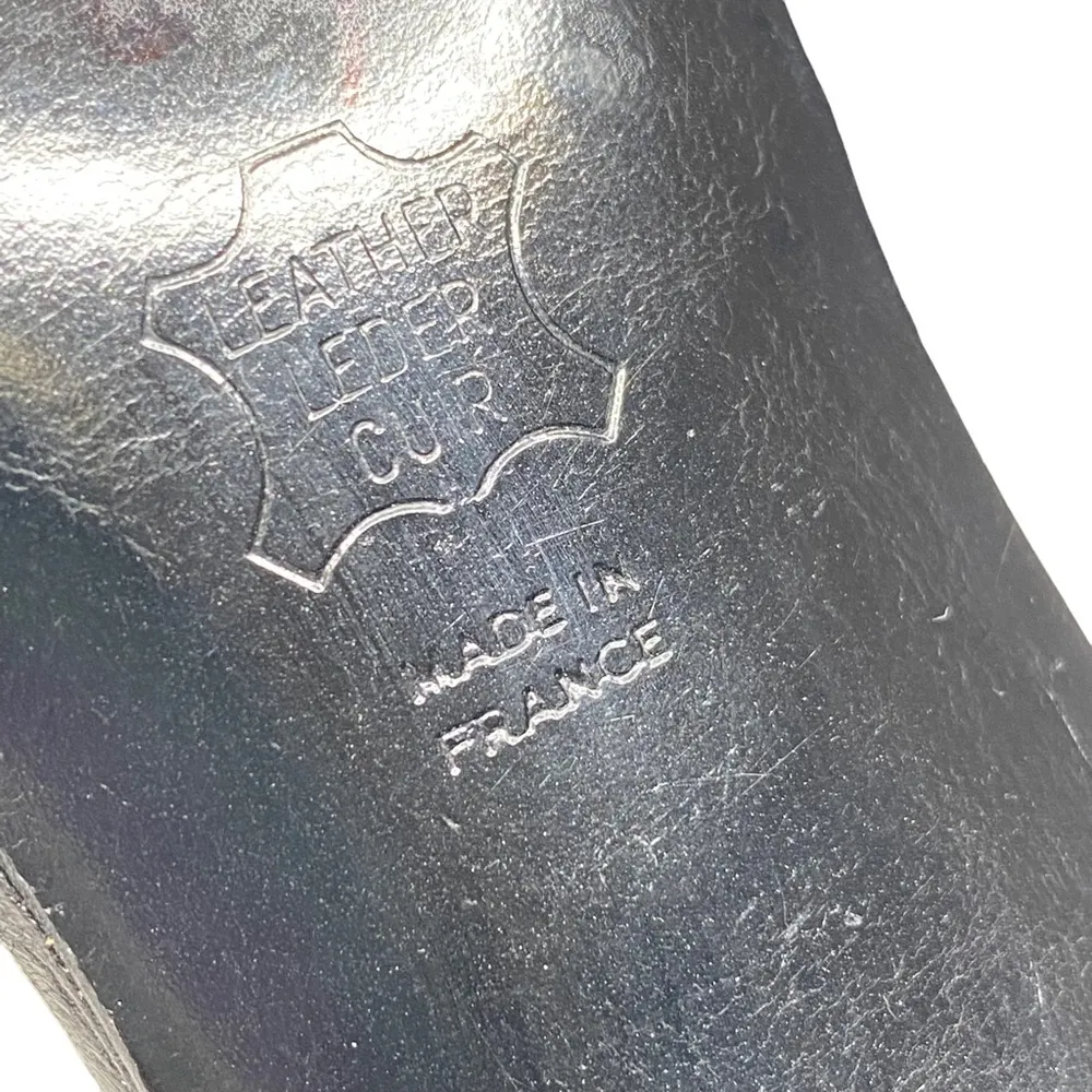 Luxe:  ༄ Retro Ankle Strap Heeled Sandal༄ Black Leather ༄ 8.5M - Image 14