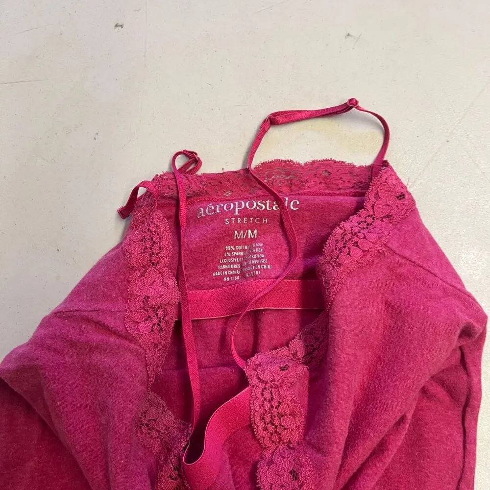 Vintage 2000s Y2k pink lacey aeropostale cami tank top women's size M - Image 5