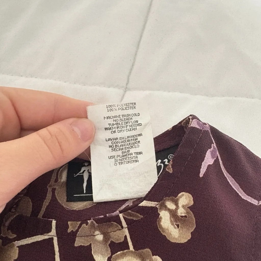 Vintage 90s All That Jazz Womens Dress 5/6 Purple Floral Round Neck Mini Y2K USA - Image 2