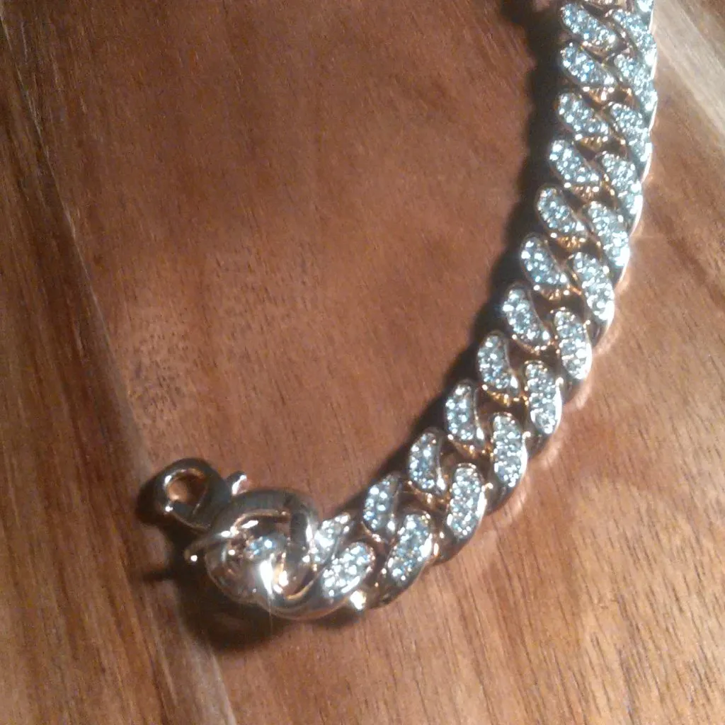 Austrian Crystal Curb Link Goldtone Bracelet - Image 14