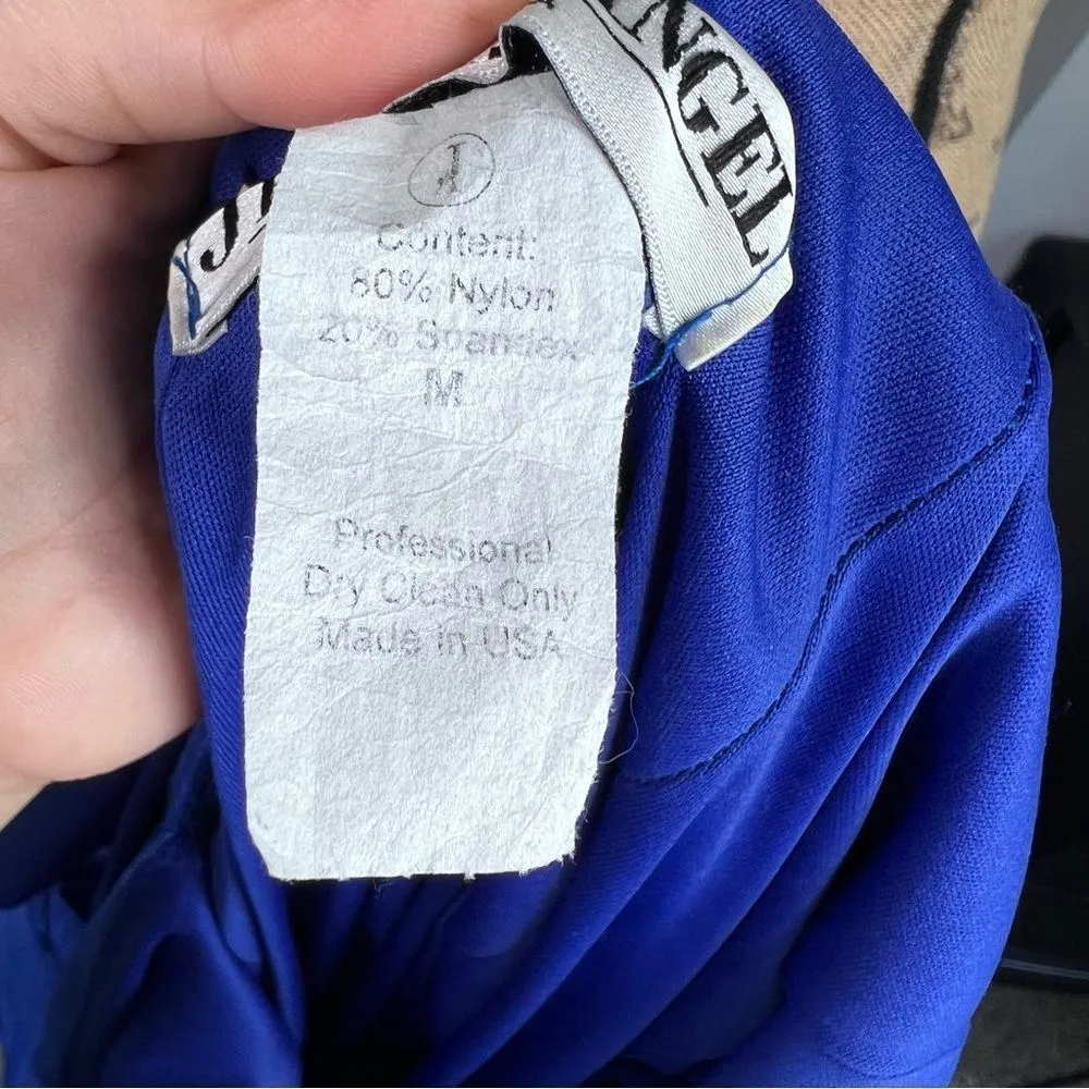 Jessica Angel Sz M  Electric Blue Gown Cowl Open Back and Side Slit Dress - Image 12