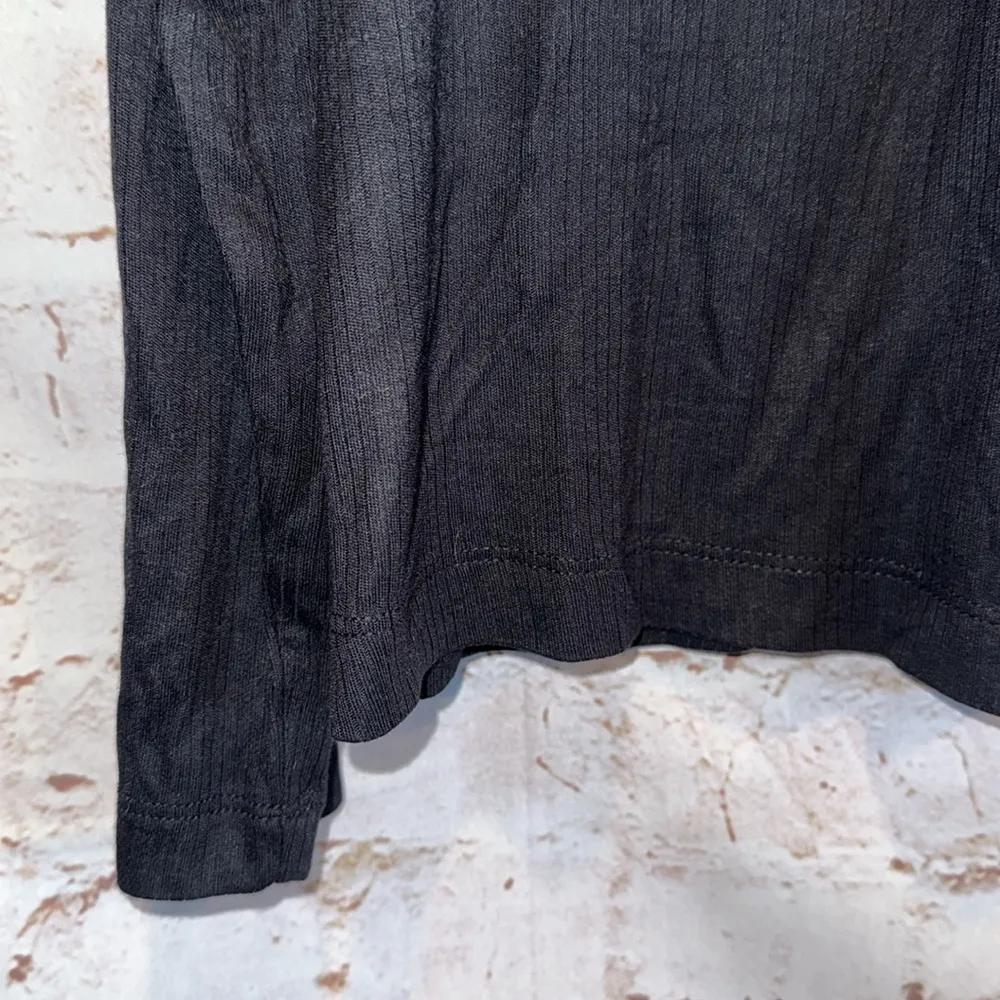 Soma Night Shirt Womens Medium Black Ribbed Long Sleeve V Neck Cool Nights - Image 4