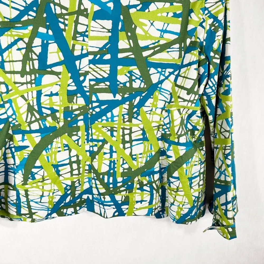 Neiman Marcus Medium Blazer Jacket Blue Green White Lined Open Women Stretch 875 - Image 8