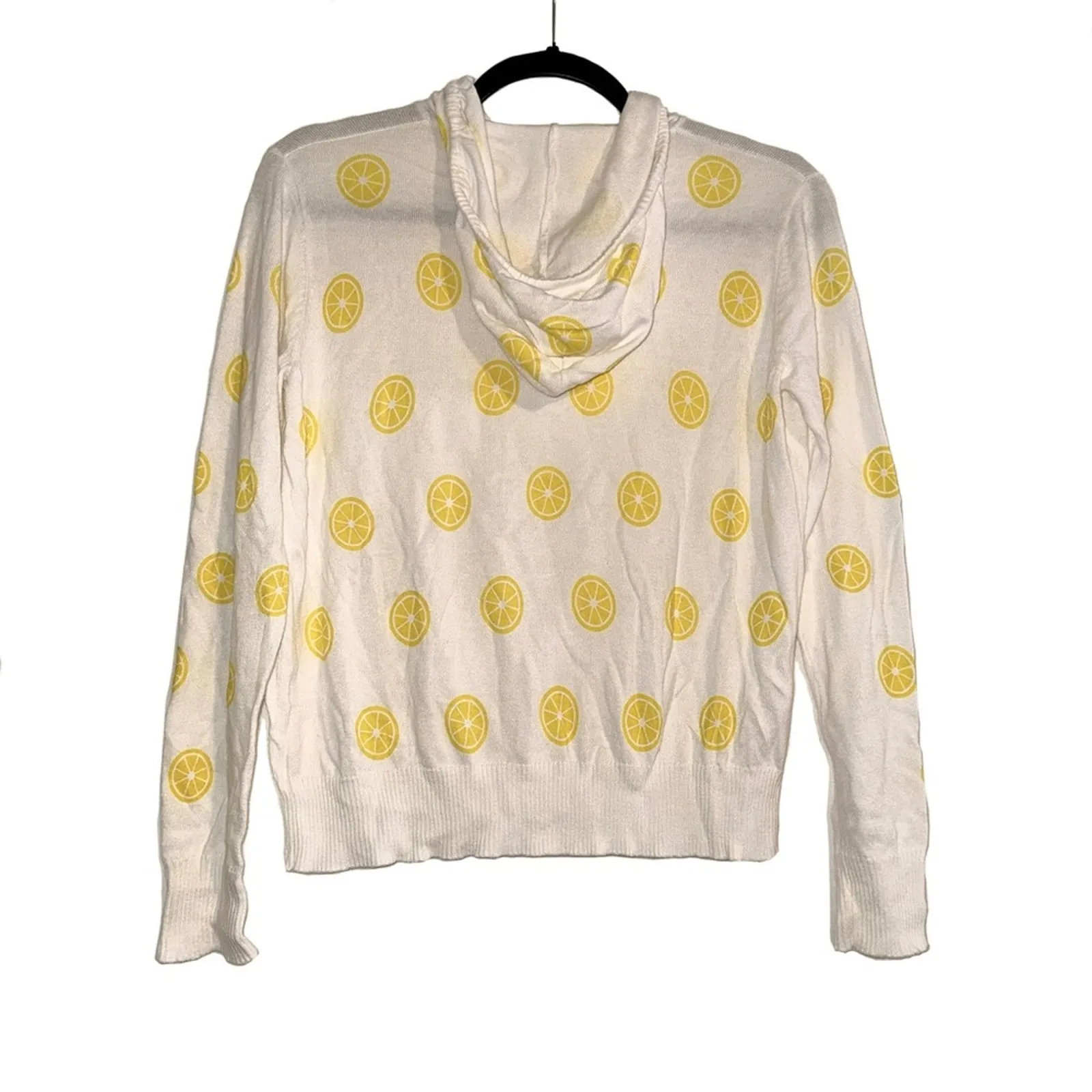 NWT Aqua White Lemon Print Lightweight Hoodie - Image 3