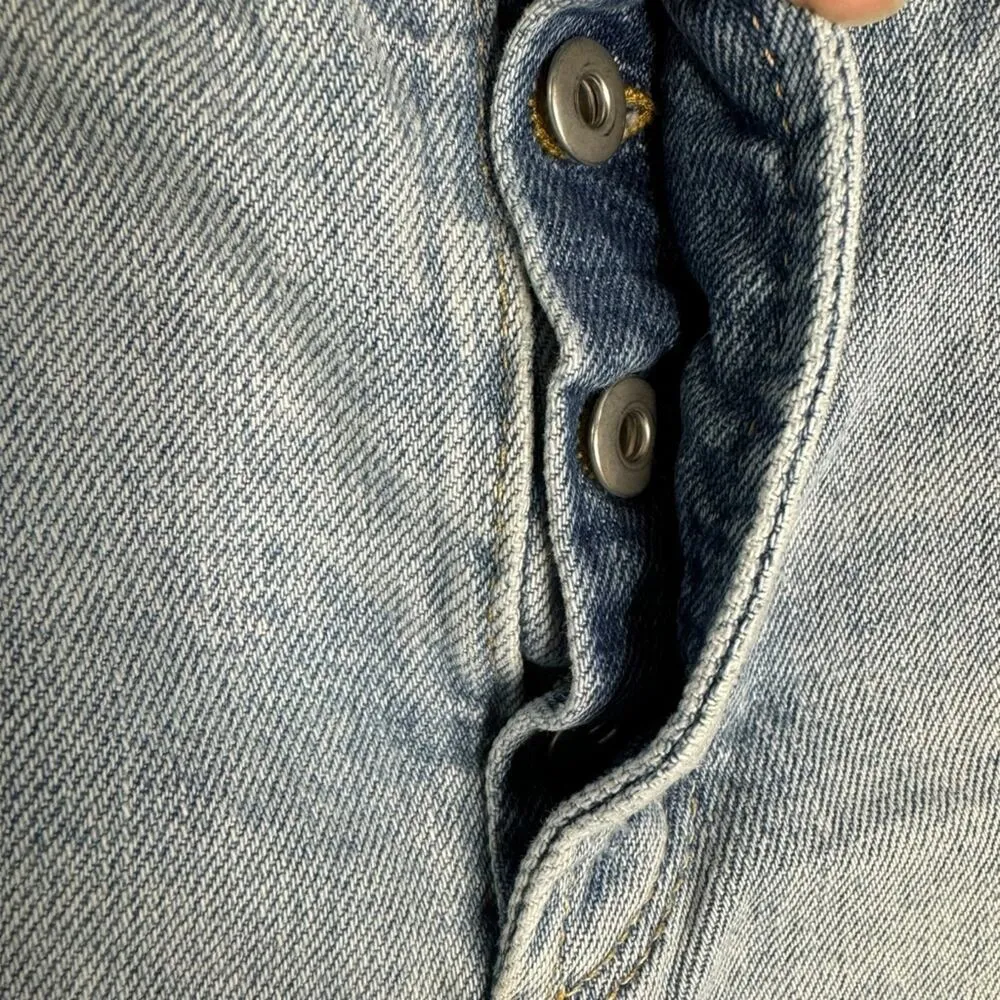 TNA Aritzia Button Fly Distressed Shorts Blue Size 29 - Image 4