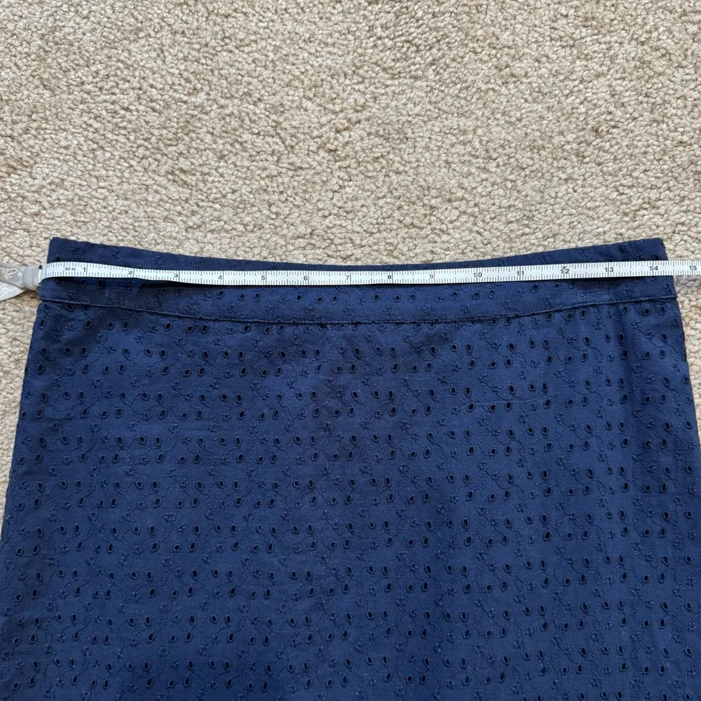 J. Crew Mercantile Eyelet Asymmetrical Ruffle Midi Skirt, navy blue, size small - Image 5