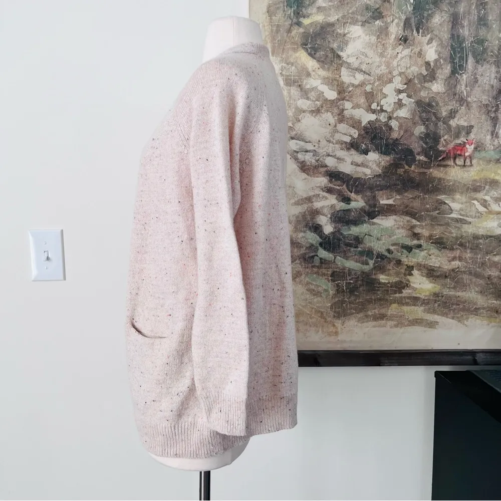 Stitch Play Cardigan Sweater Beige Sparkle Knit Wool Blend Size XS Brown - Image 3