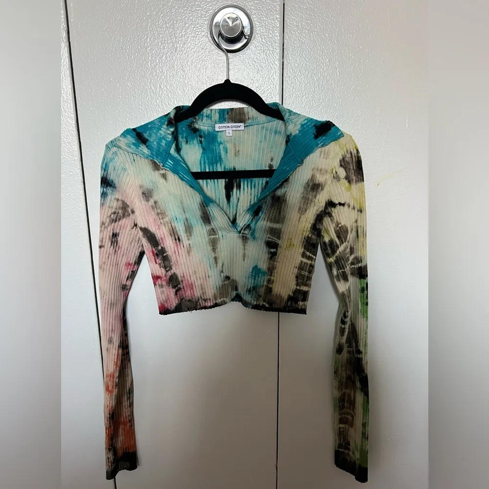 Cotton Citizen X Revolve Ibiza Cropped Polo Shirt Kaleidoscope Sky - Image 2