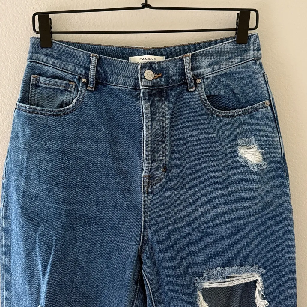 Pacsun Distressed High Rise Straight Denim Jeans Size 28 - Image 2