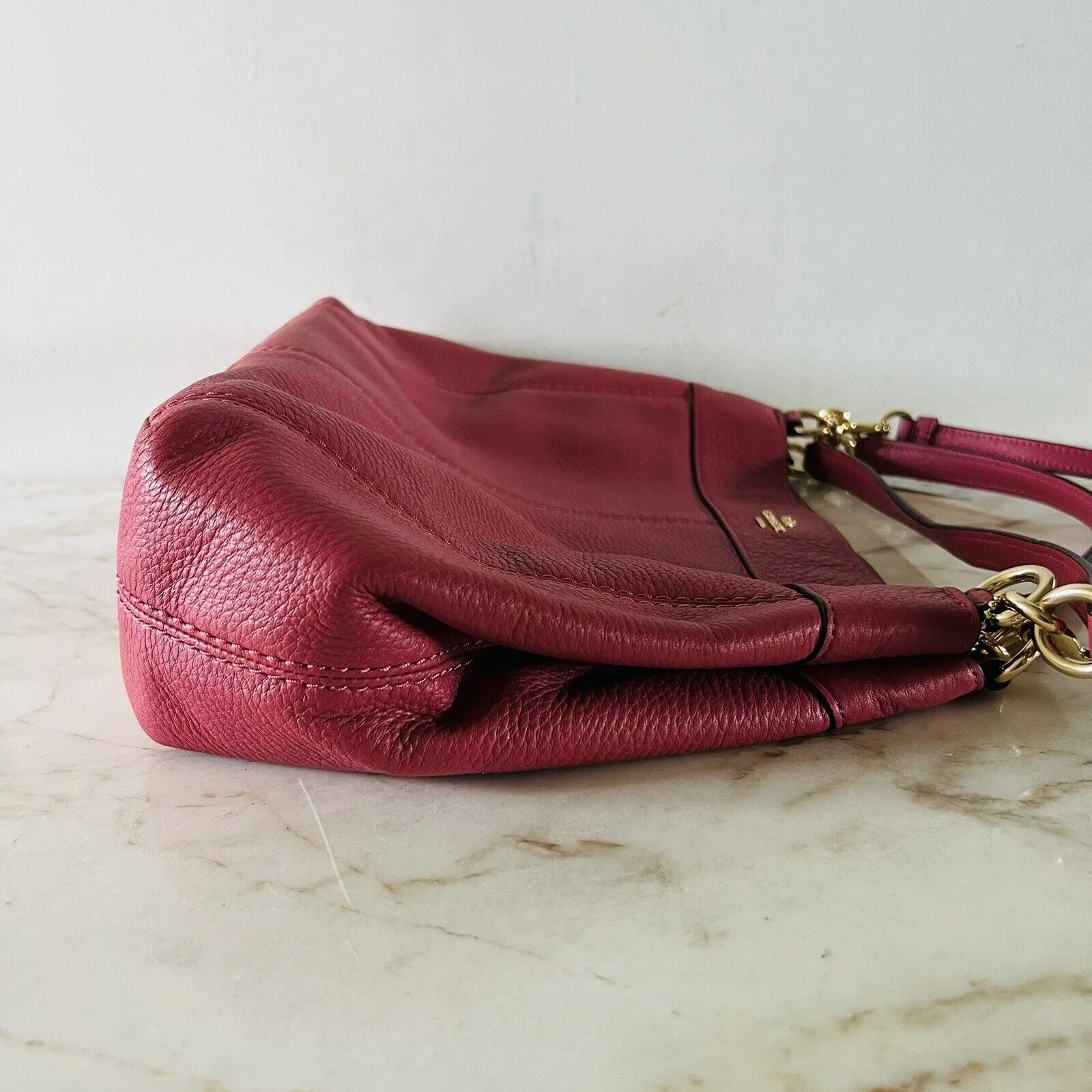 COACH Lexy Rouge Pink Pebbled Leather Shoulder Bag - Image 5