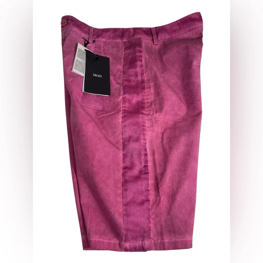 NWT Liu Jo Sport Fuchsia Pink Shorts Satin‎ Tuxedo Stripe Italian 42 US 6/8 - Image 3