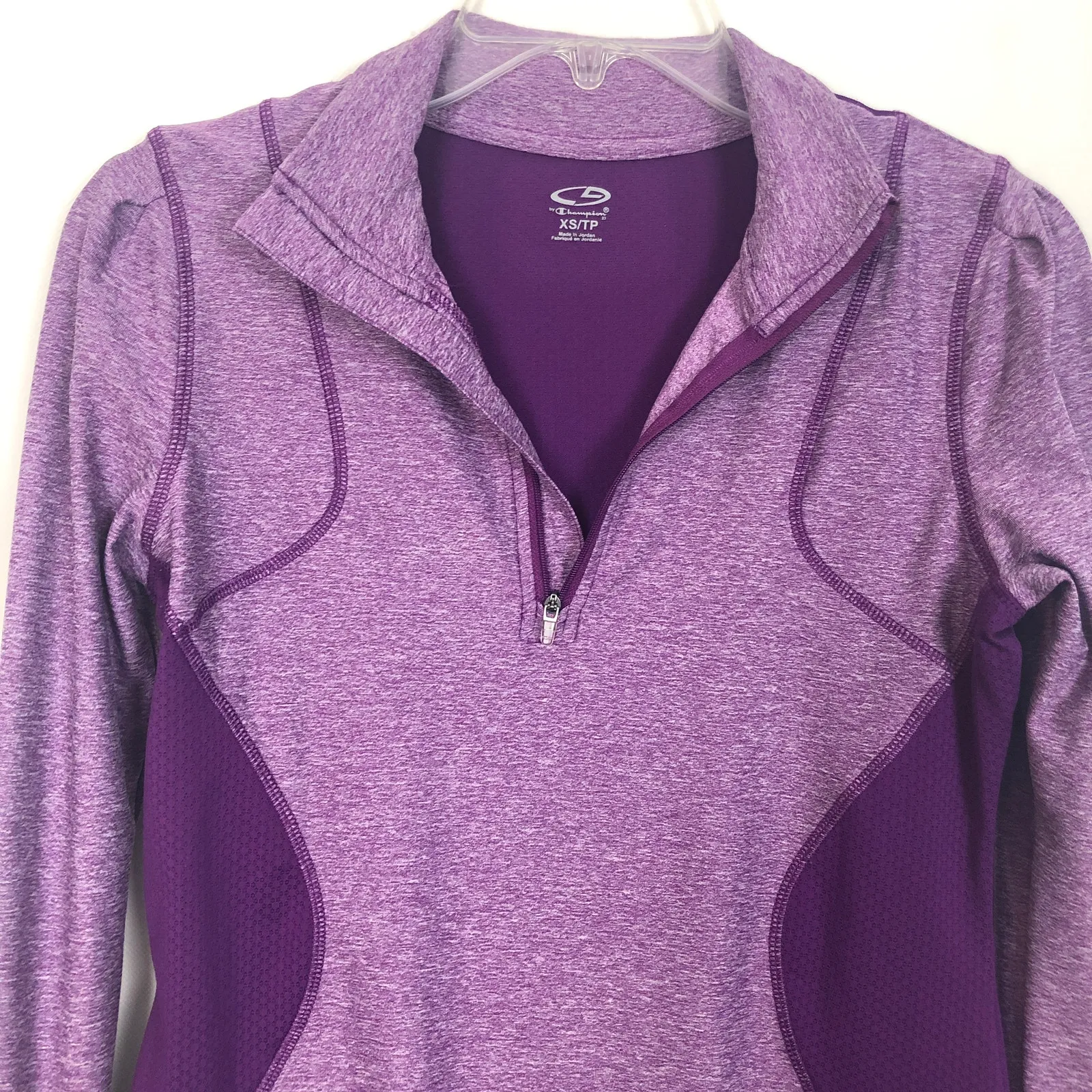 Champion 1/4 Zip Purple Activewear Long Sleeve Mesh Top Size XS - Image 3