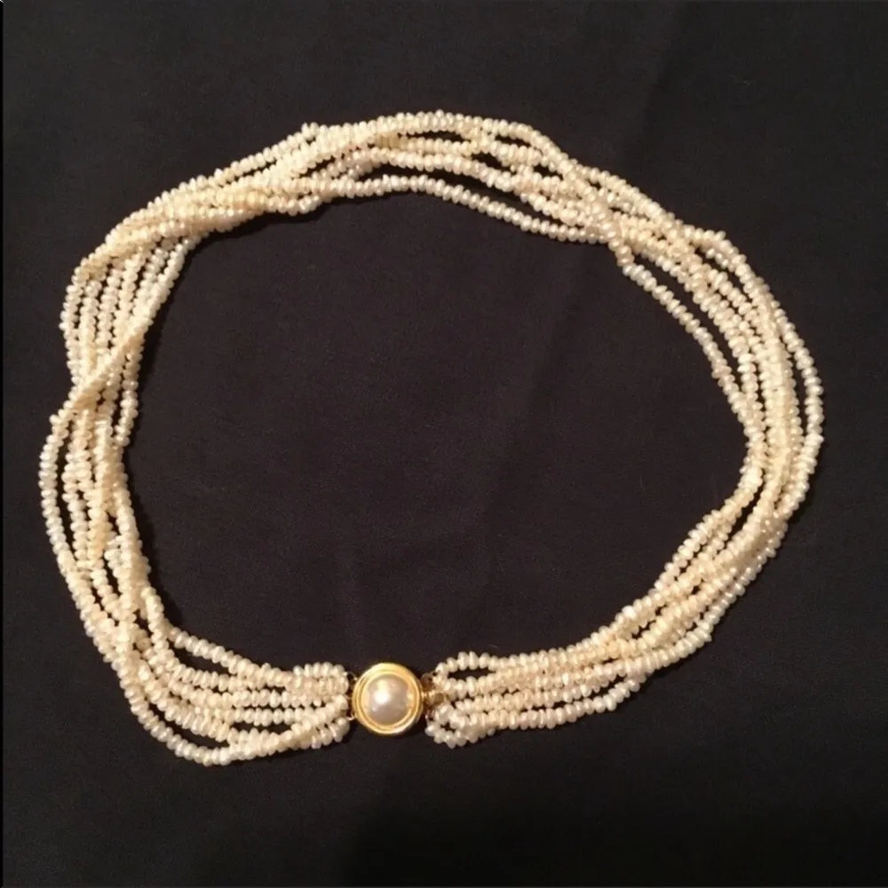 Multi Strand Twisted Freshwater Pearl Elegant Special Event Necklace Choker 16” - Image 7