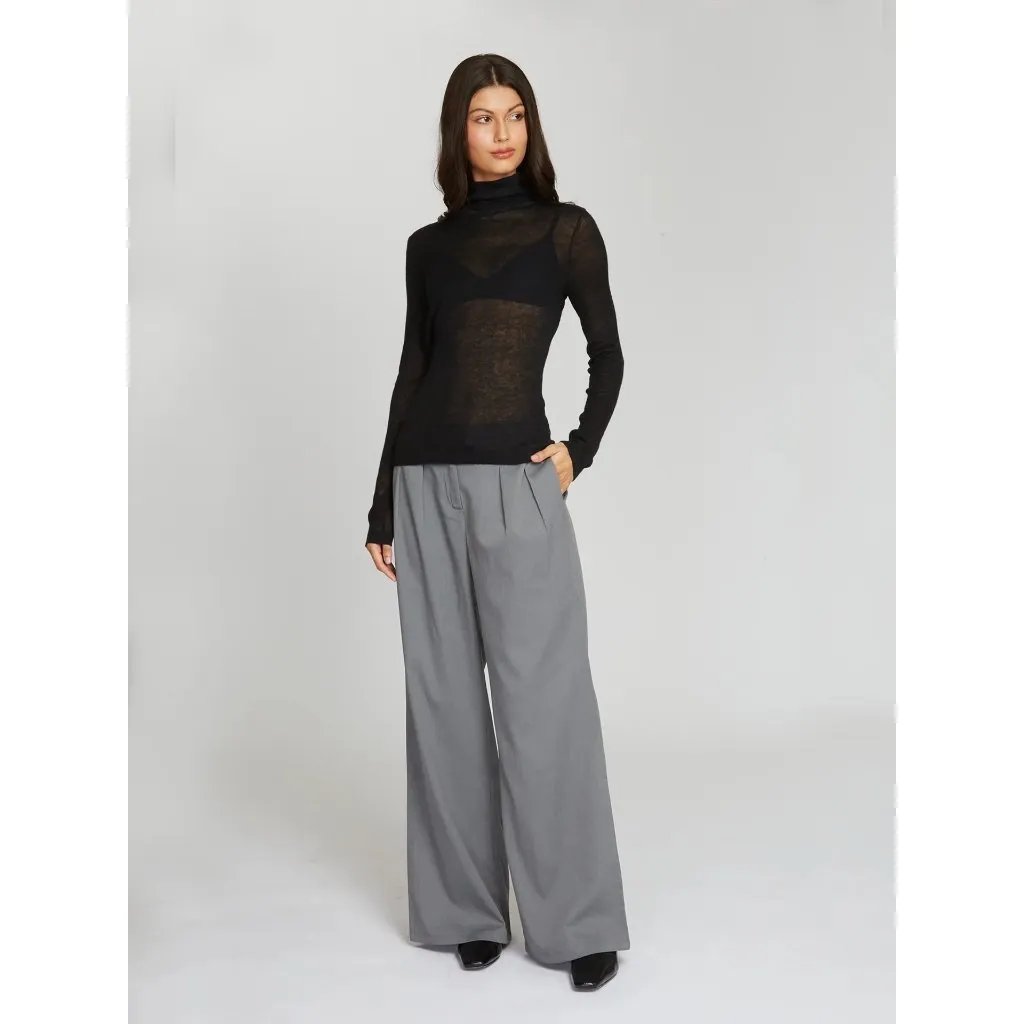 Autumn Cashmere Second Skin Sheer Mock Sweater in Black Medium New Knit Top - Image 11