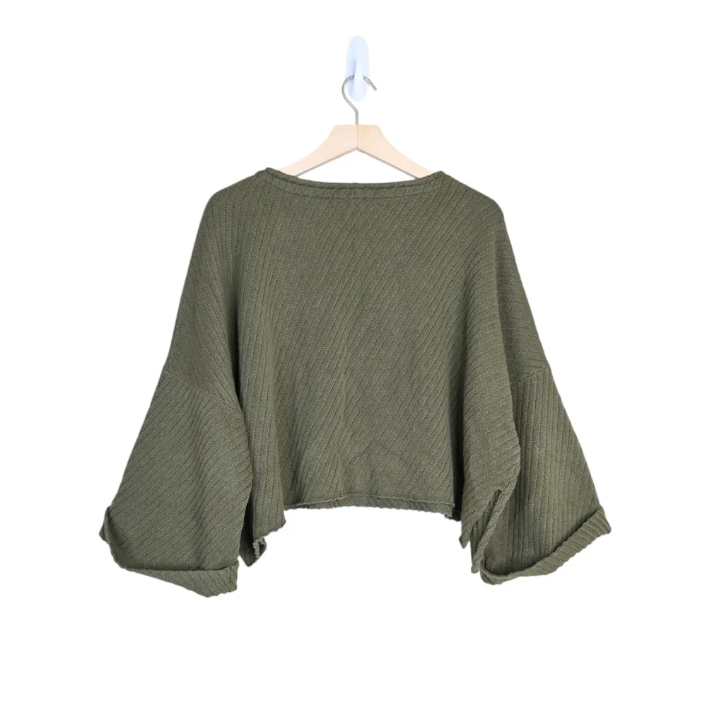 Free People Women's XS Oversized I Can't Wait Ribbed Cropped Sweater - Image 3