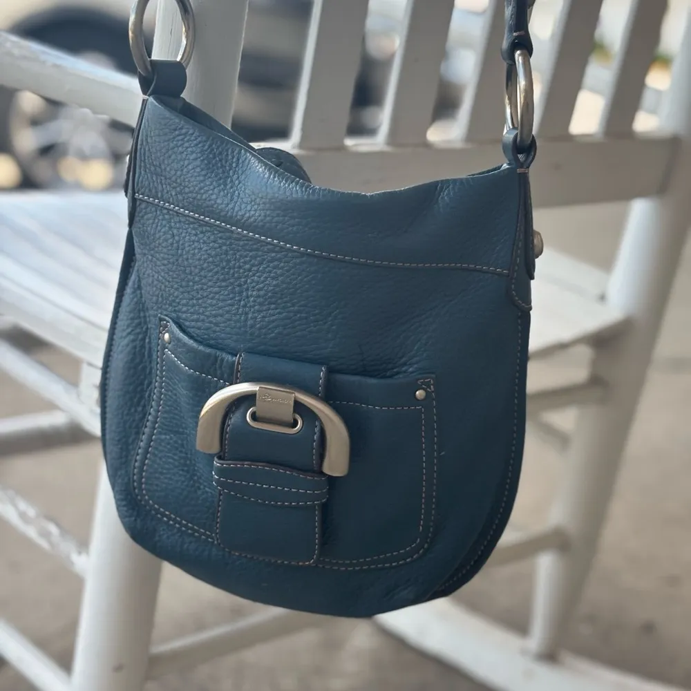 b Makosky Turquoise Soft Blue Leather Crossbody - Image 5