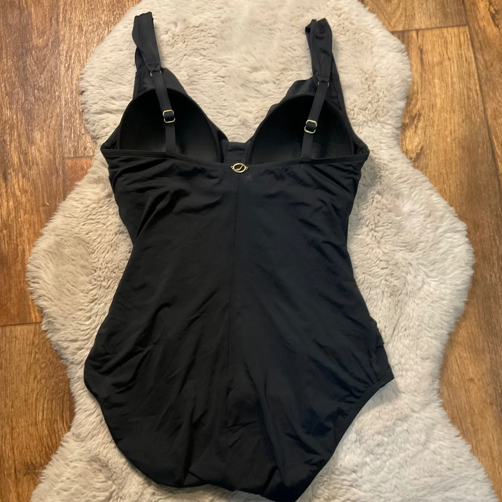 Jantzen Swimsuit One Piece Size‎ 16 Black Supportive Adjustable Strap  Rouched - Image 4