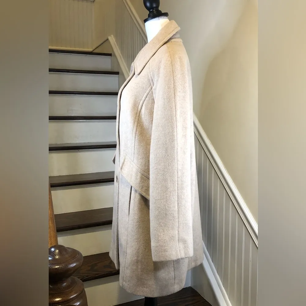 LONDON FOG Women’s Oatmeal Wool Single Breast Button Down Coat Sz - Image 8