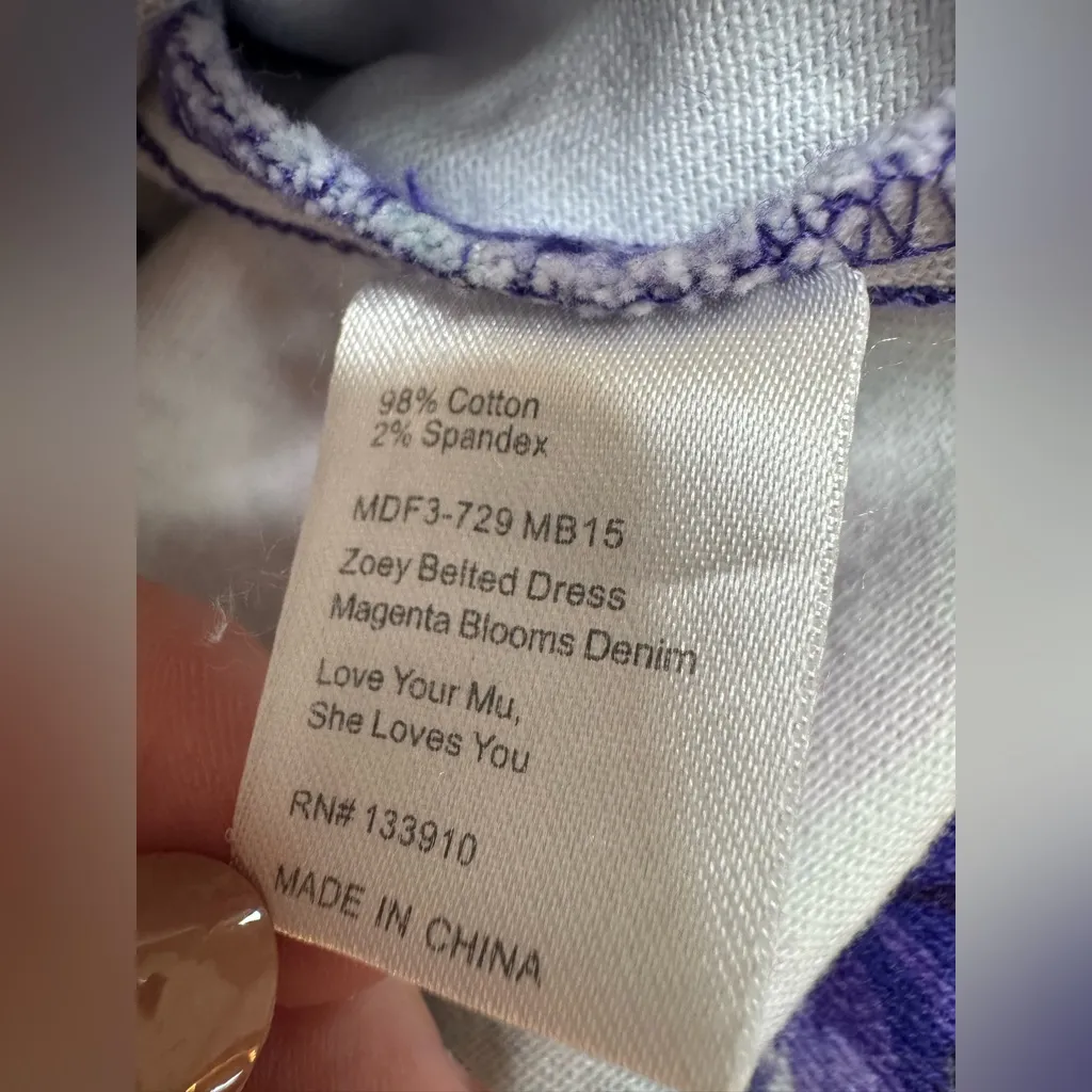 Show Me Your Mumu Zia Mini Denim Dress in Magenta Blooms size Medium $174 - Image 10