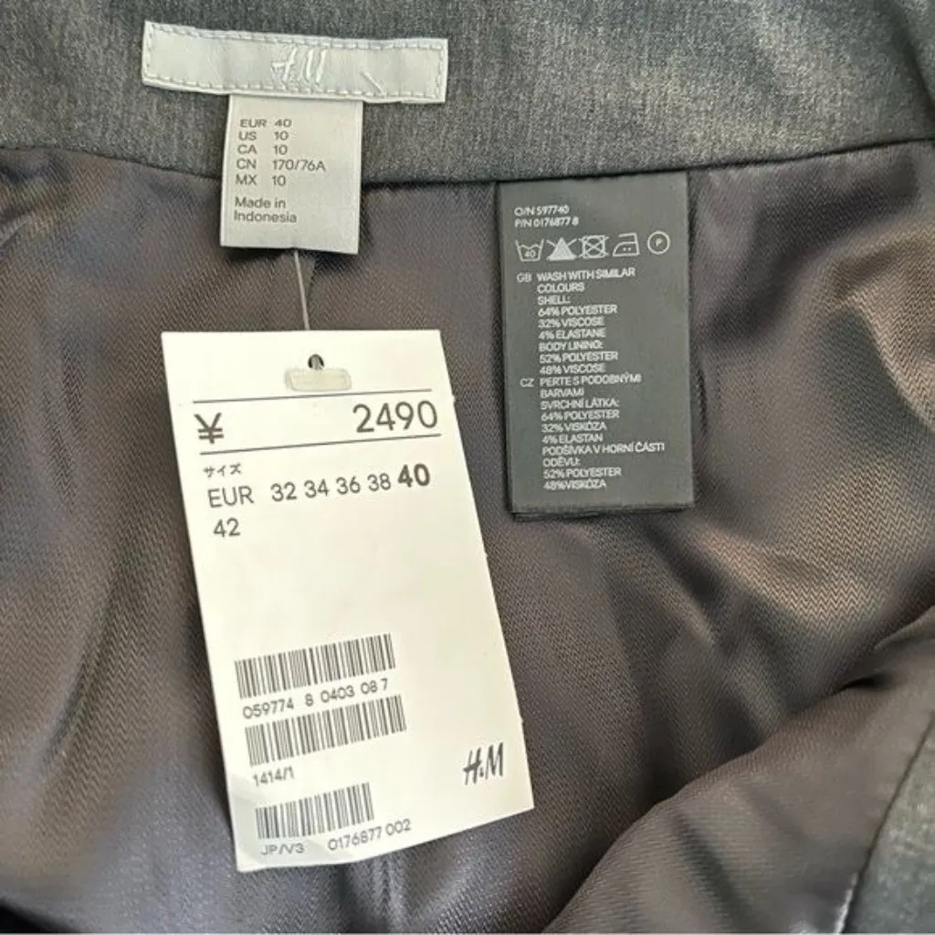 H&M womens 10 charcoal gray business pencil skirt office siren career wear size - Image 10