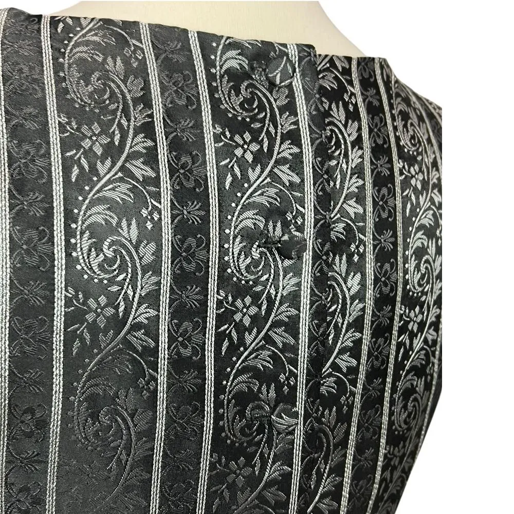 Vintage 90s Scott McClintock Top Womens 6 Black Brocade Floral Stripe Victorian - Image 4
