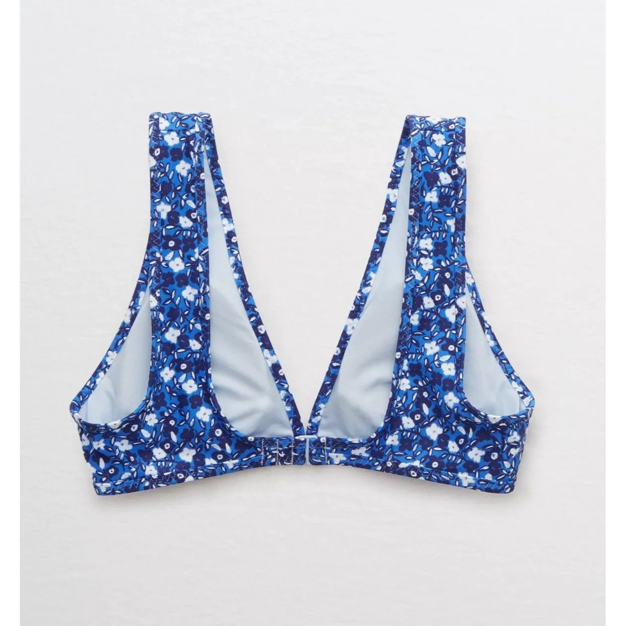 Aerie Women Blue Swimsuit Top Size M Floral Bikini Retro Boho Beach Vacation - Image 6