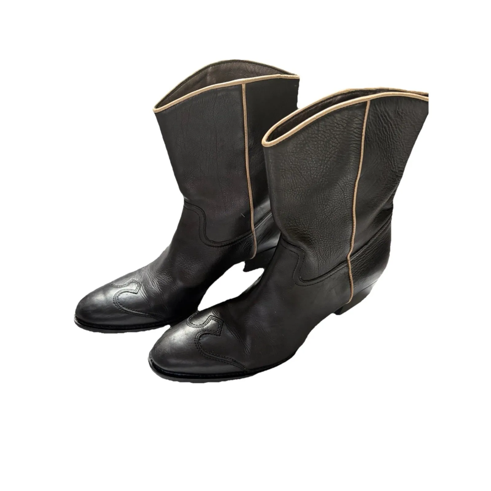 Women's Leather‎ Black Car Shoe Western Boots Pull Tabs 36 1/2 EU ( USA Sz 6) - Image 2