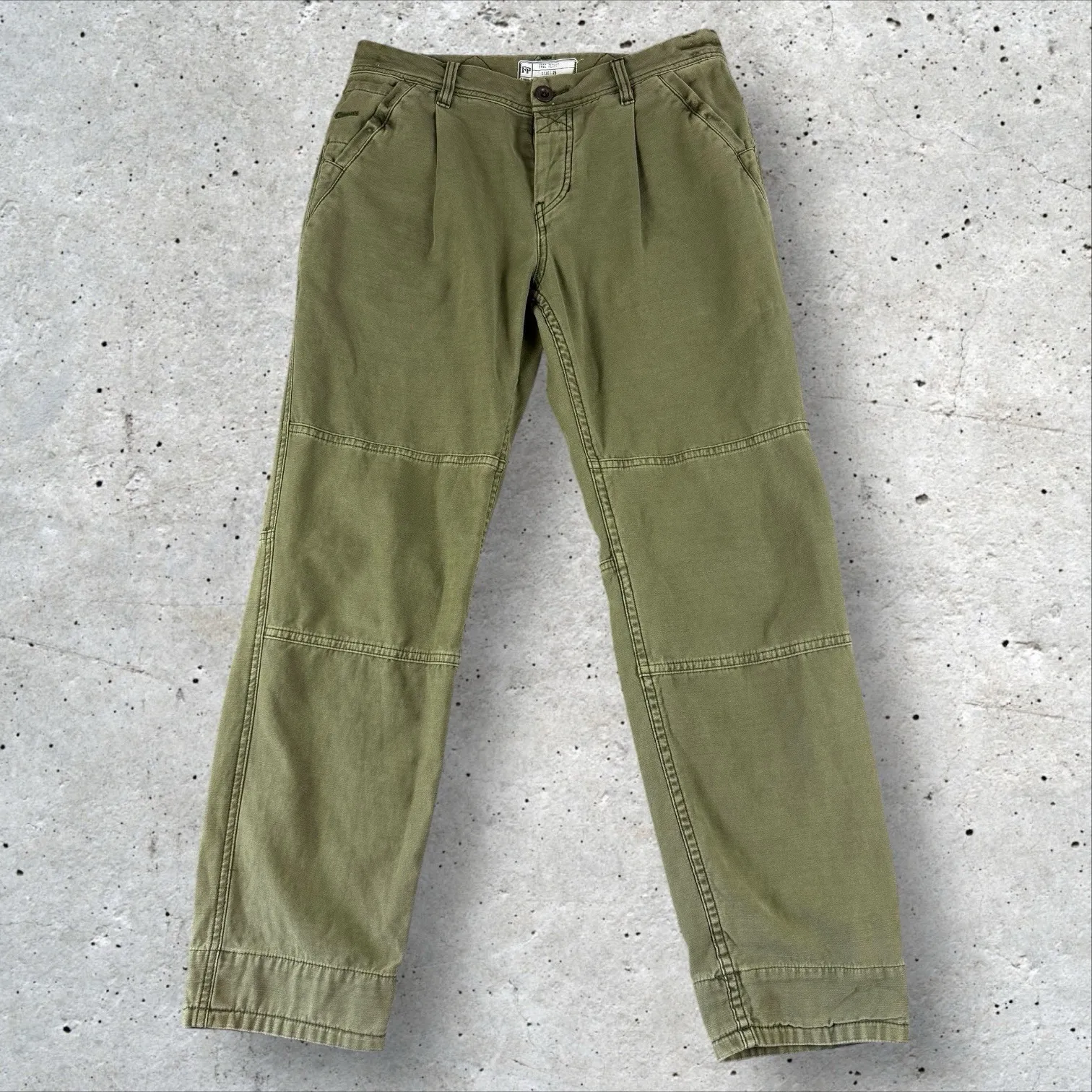 Free People Utility Boyfriend‎ Pants Double Knee Canvas Twill Fatigue Sz 26 - Image 3