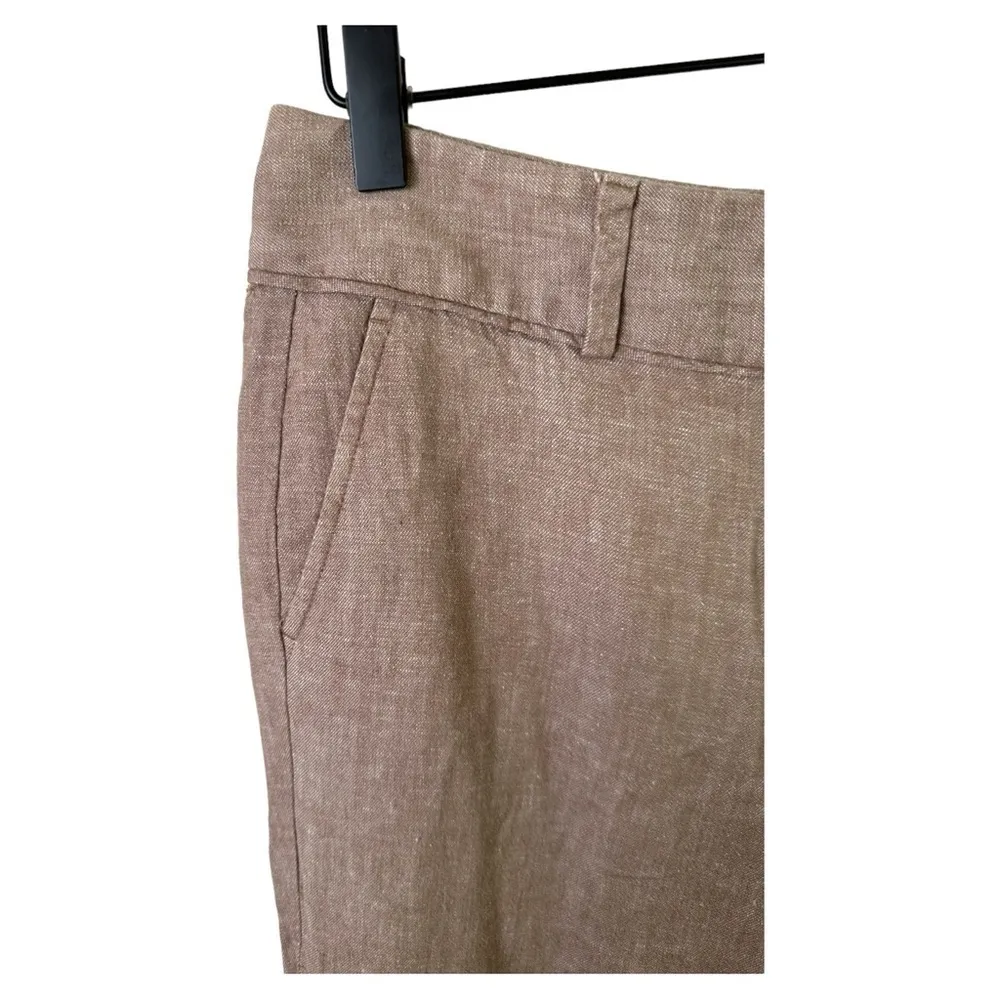 Loft Pants Womens 2 Petite Marisa Trouser Cropped Wide Leg Linen Pockets Brown - Image 4