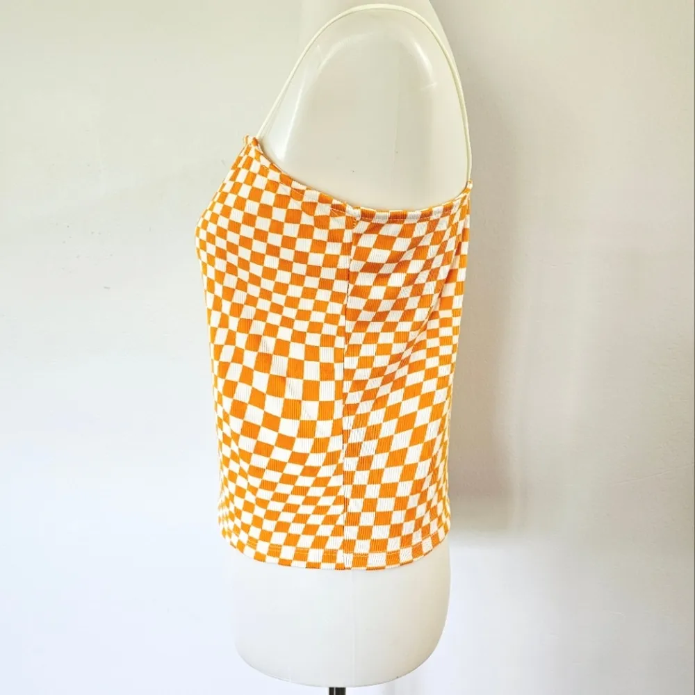Faded Rose Orange Checkered Stretch Cami Top Size XL - Image 3