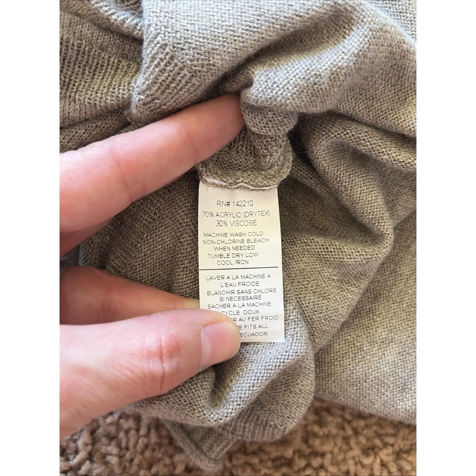 Mer Sea Gray Brown Dolman Sleeve Crewneck Knit Side Slit Blouse Top Shirt OSFA Size undefined - Image 10