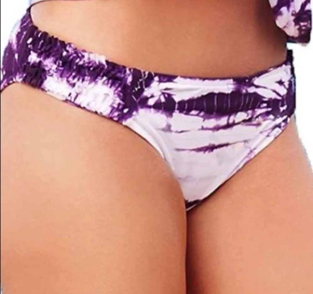 LUCKY BRAND Pink Tie Dye Ruffle Tie Bikini Bottoms - Image 7