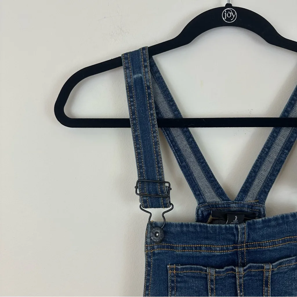 Indigo Blue  Denim Distressed Maternity Overalls Size Small Maternity - Image 3