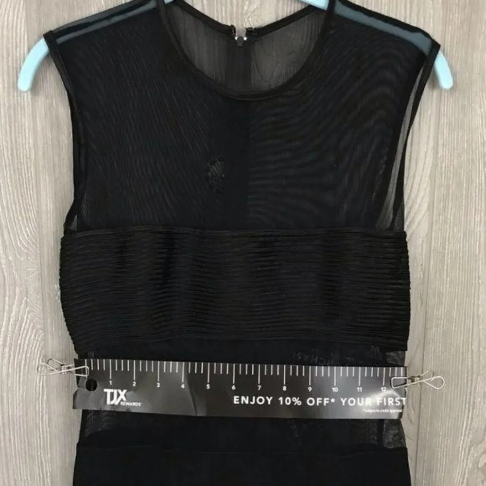 Black sheer mesh top little black dress w/ sheer band maxi sleeveless formal dre Size M - Image 8