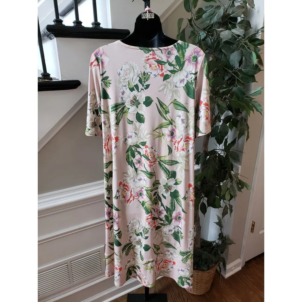 Grace Elements Dress Women S Pink Floral Sheath Stretch Short Sleeve Spring - Image 7
