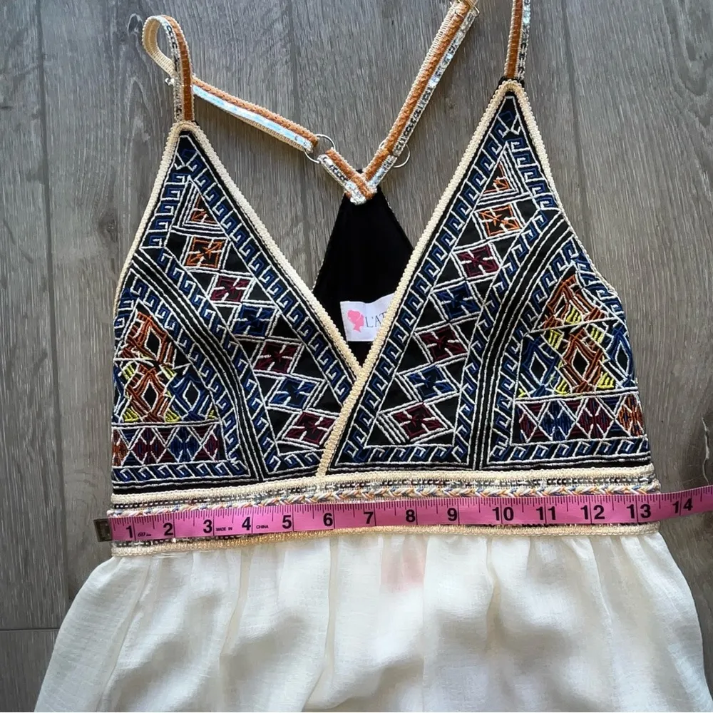 L'ATISTE NWT S Sleeveless Strap
V-neck Boho Embroidered Summer Dress Womens - Image 10