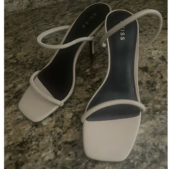 Reiss Magda Leather Nude Sandal Heel  Square toe, 2" heel  S50 - Image 2