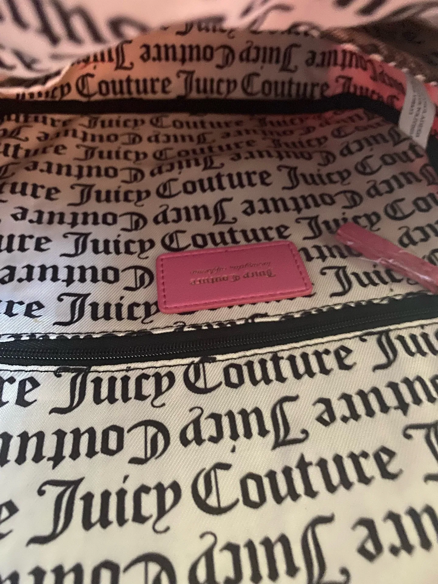 NWT-JUICY COUTURE-OBSESSION PINK MEDIUM BACKPACK MSRP$99 Gold studded logo on front  Branded adjustable straps Gold tone hardware   Zip closure  Front zip pocket One zip inside pocket Two inside open pockets Measures 12x9x4 inches  Brand new with tags  - Image 7