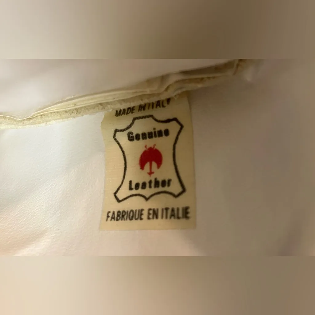 VINTAGE WHITE GENUINE LEATHER HANDBAG WRAP FLAT ENVELOPE 2 DEPARTMENTS*LARGE 60s - Image 9