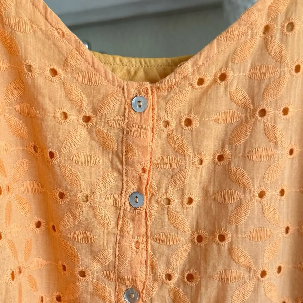 Eyelet Cottagecore Orange Tie Lined Babydoll Summer Cotton Flowy Mini Dress Boho - Image 9