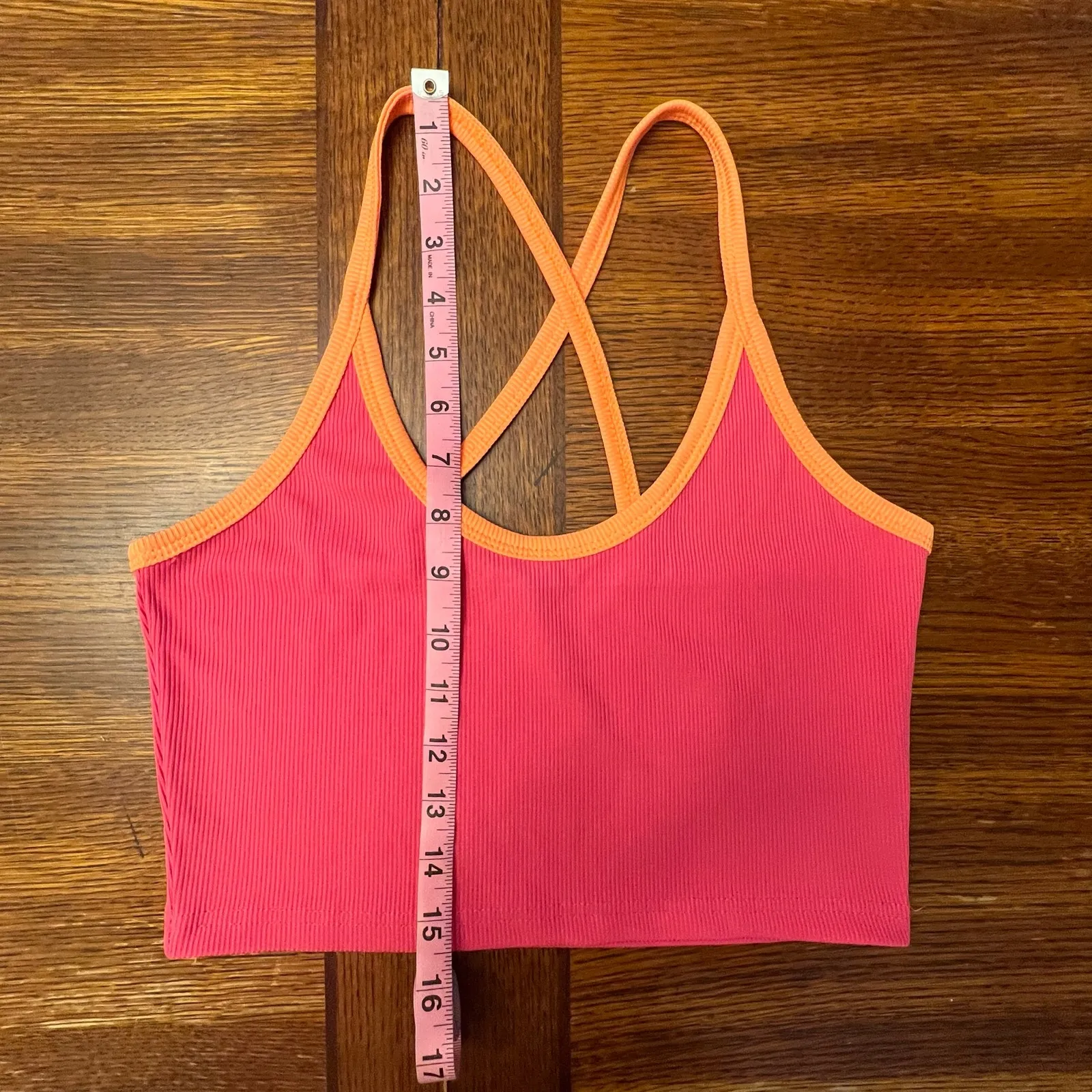 SHEIN Cross Back Hot Pink Strappy Spaghetti Strap Crop Top Medium - Image 4